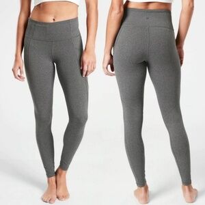 Athleta Stash Pocket Salutation Tight Yoga Leggings Heather Gray Size Small